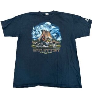 Vintage 2003 Biker Graphic T-Shirt 2XL Anvil Tag Wyoming Motorcycle Rider Nature